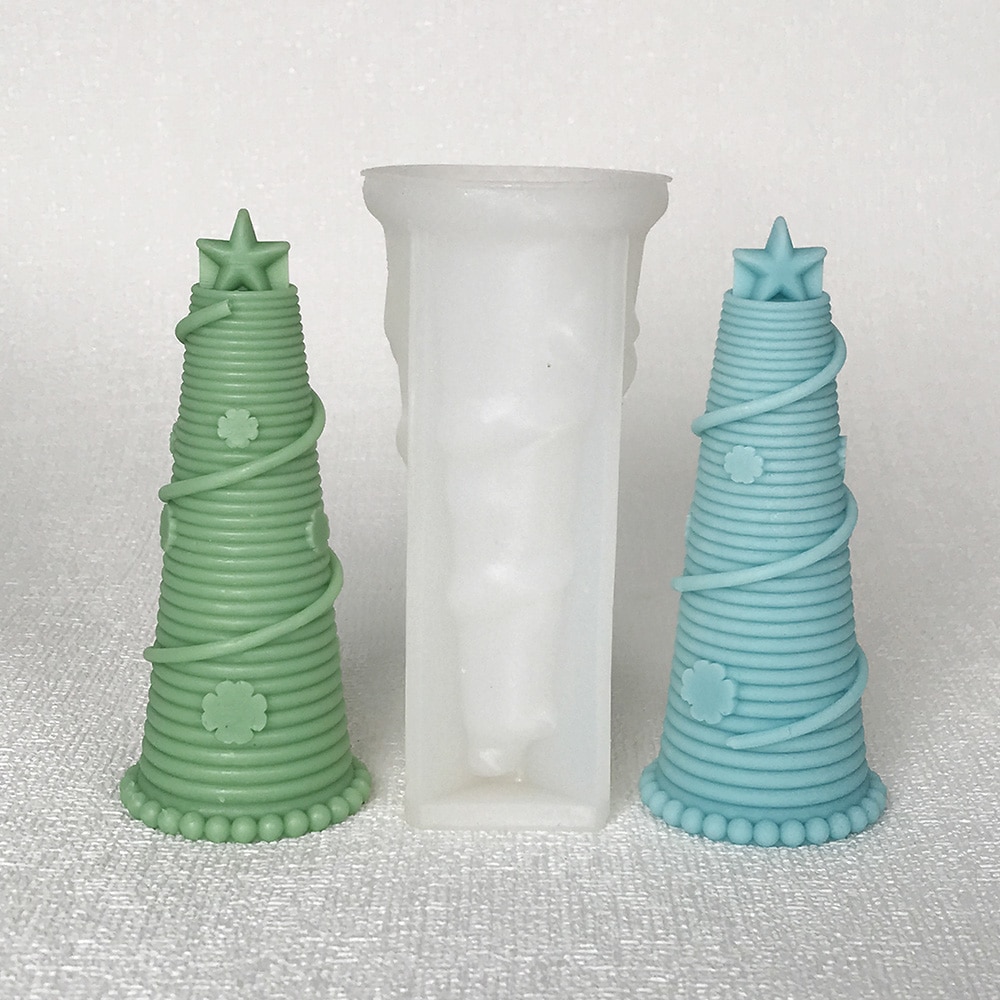 Star Christmas Tree Candle Silicone Mold Christmas Bell Socks Clover Safety Buckle Christmas Tube Gypsum Mold 8569