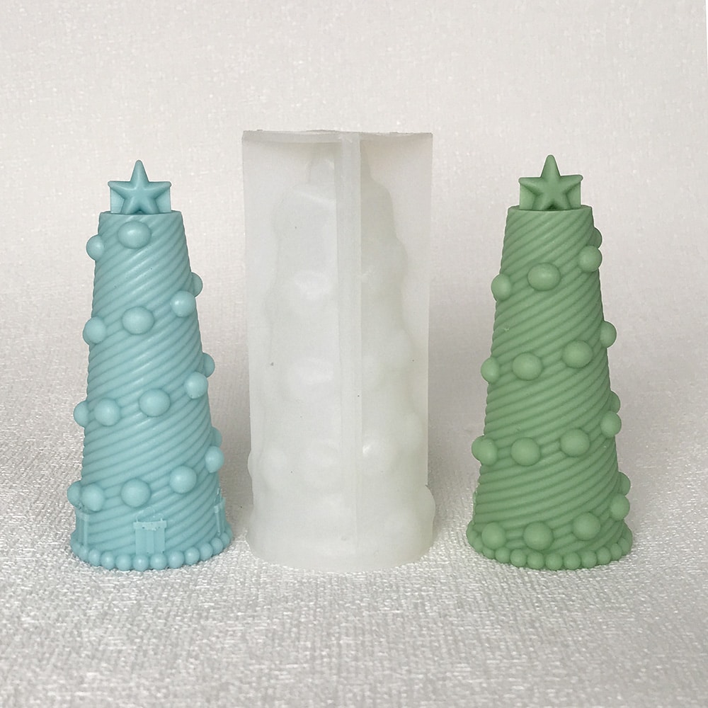 Star Christmas Tree Candle Silicone Mold Christmas Bell Socks Clover Safety Buckle Christmas Tube Gypsum Mold 8570