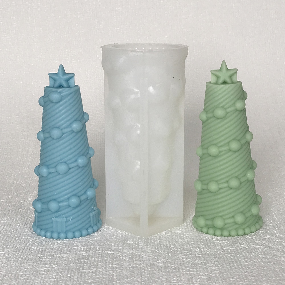 Star Christmas Tree Candle Silicone Mold Christmas Bell Socks Clover Safety Buckle Christmas Tube Gypsum Mold 8572