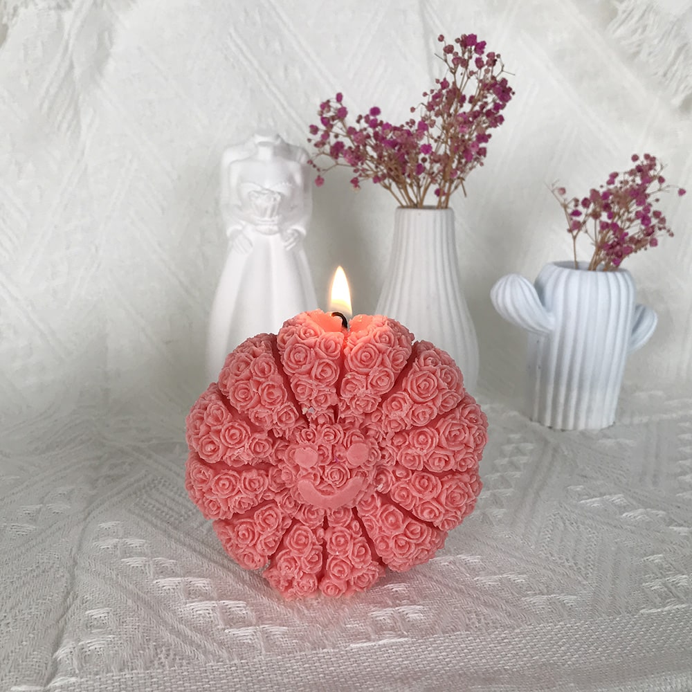 Sun Smiling Face Rose Candle Silicone Mold Love Chocolate Cake Mold Aromatherapy Gypsum Decoration Mold 8584