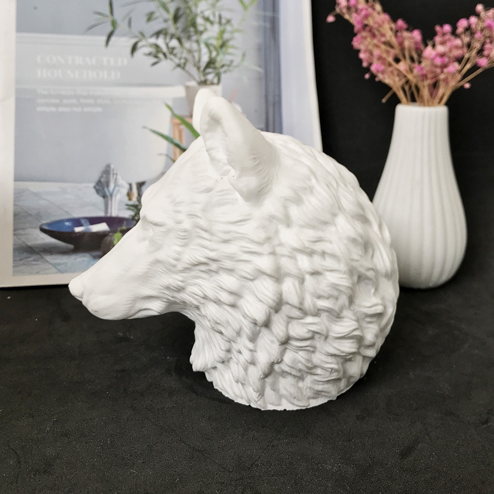 Wolf Head Silicone Mold 3d Animal Statue Aromatherapy Candle Silicone Mold Gypsum Incense Stone Mold 8538