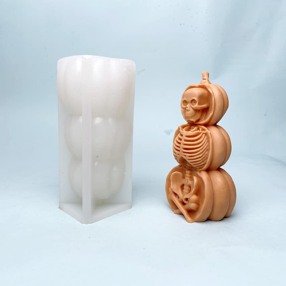 Three-Tier Pumpkin Skull Silicone Mold – Spooky Halloween Crafting Tool 8813S