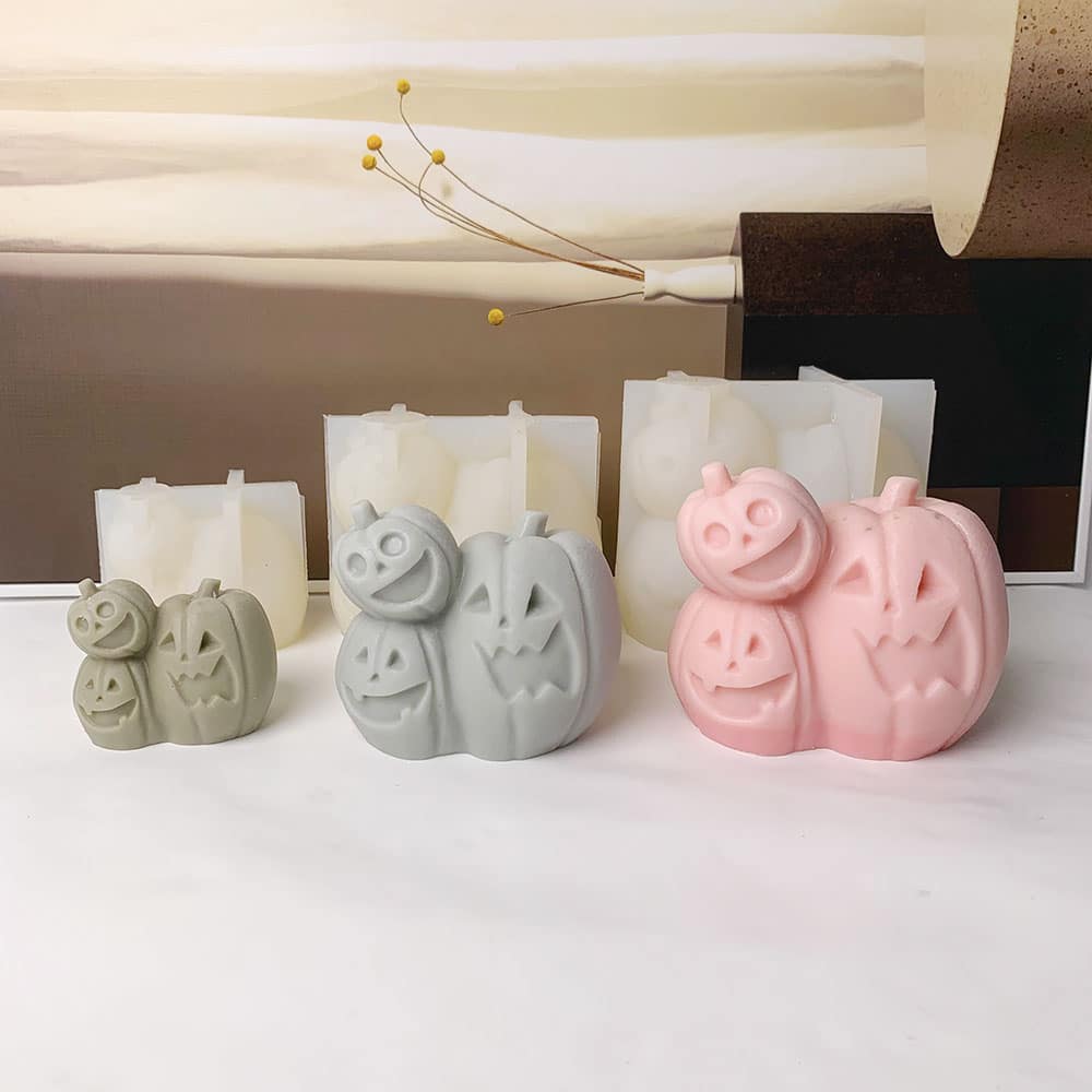 Small Halloween Pumpkin Family Silicone Mold | Ideal for DIY Candle, 肥皂, and Resin Crafts 8894S