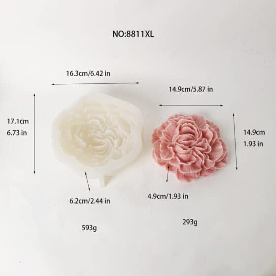 Intricate Peony Flower Silicone Mold – Perfect for Artistic Floral Designs 8811XL