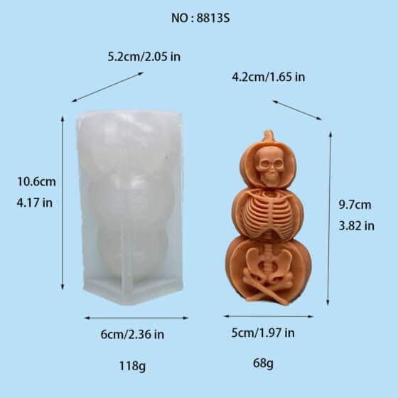 Three-Tier Pumpkin Skull Silicone Mold – Spooky Halloween Crafting Tool 8813S