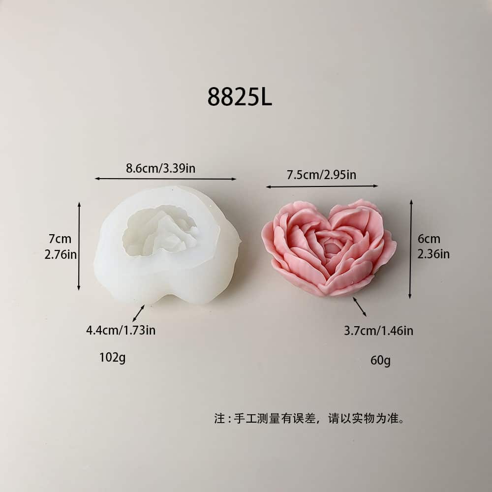 Heart-Shaped Silicone Rose Mold – Ideal for DIY Soap, เทียน, Resin Crafting, and More 8825L