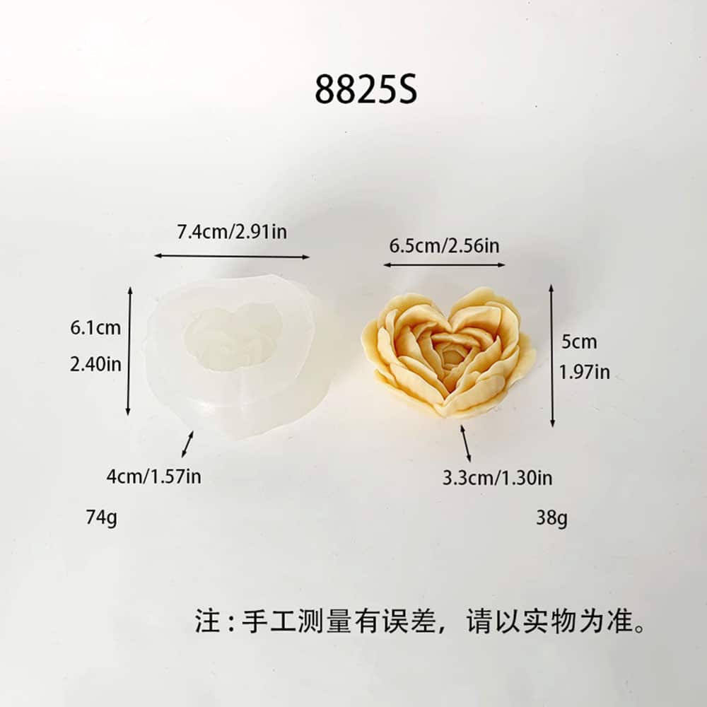 Small Heart-Shaped Silicone Rose Mold – Perfect for DIY Soap, Lilin, and Resin Crafting 8825S