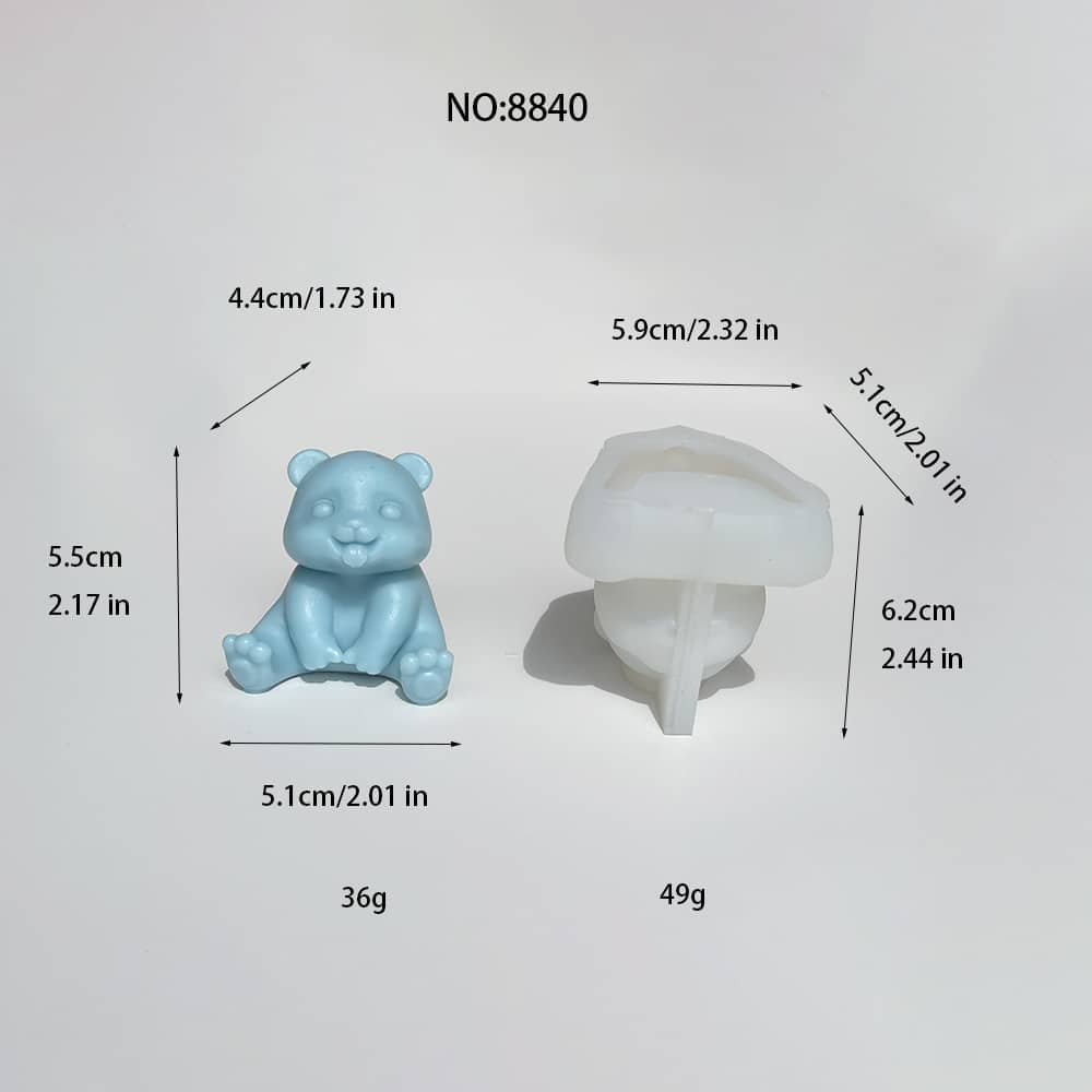 Adorable Sitting Bear Silicone Mold for DIY Crafts | Perfect for Candle, Soap, Resin, and Plaster Art 8840