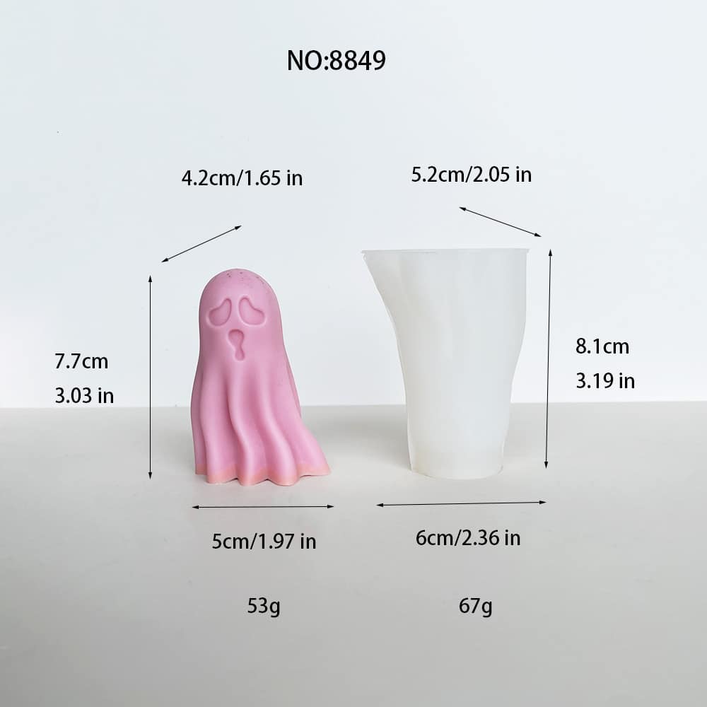 Cute Ghost Silicone Mold for Halloween Crafts | DIYキャンドルに最適, 石鹸, 樹脂, と石膏プロジェクト 8849