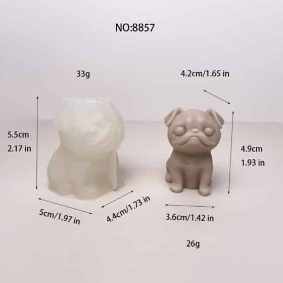 Cute Pug Dog Silicone Mold for DIY Crafts | Perfect for Candle, Soap, Resin, and Plaster Projects 8857