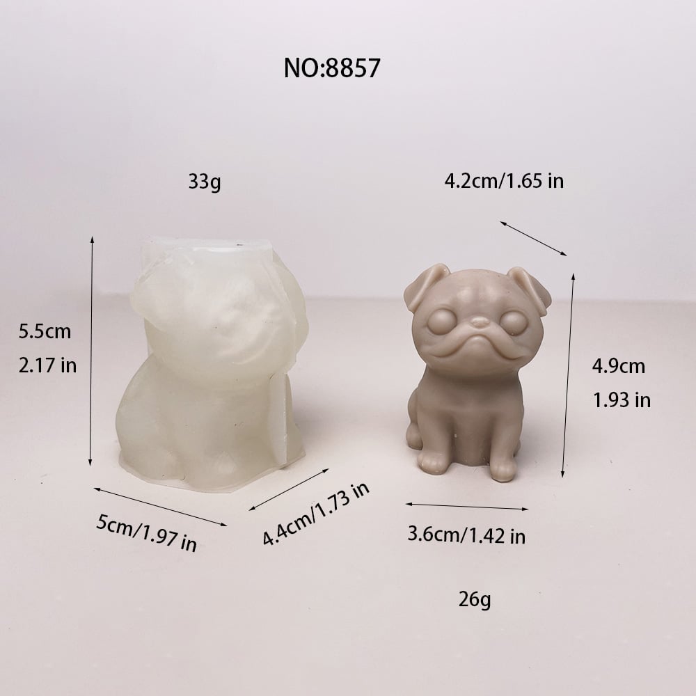 Moule en silicone mignon pour chien carlin pour l’artisanat de bricolage | Parfait pour bougie, Savon, Résine, et projets de plâtre 8857