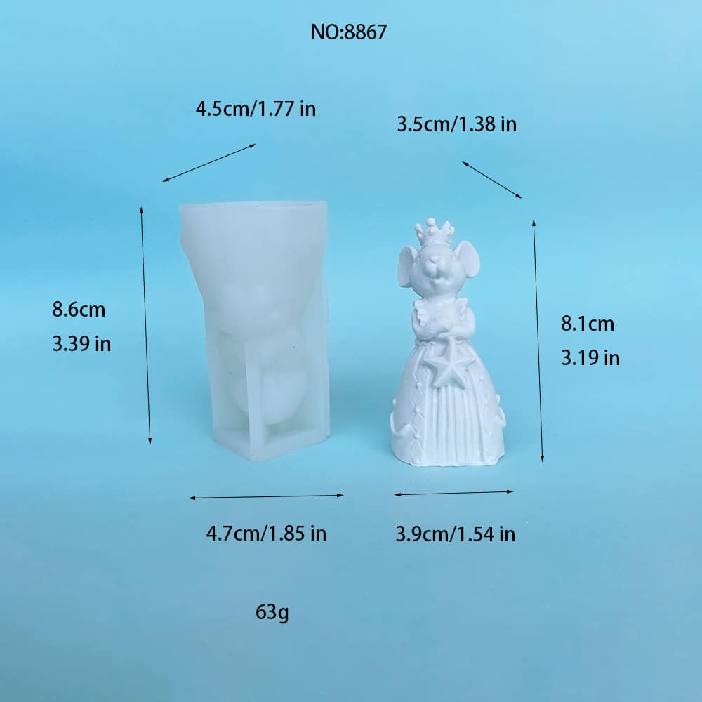 Princess Mouse Silicone Mold for DIY Crafts | 촛불에 딱 맞습니다., 비누, 수지, 및 석고 프로젝트 8867