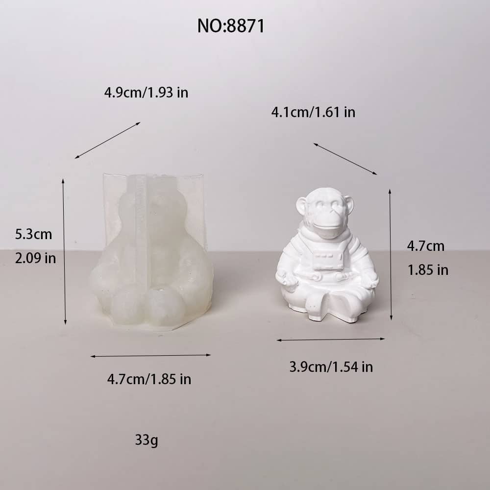 Astronaut Monkey Silicone Mold for DIY Crafts | Sesuai untuk Lilin, Sabun, Resin, dan Projek Plaster 8871