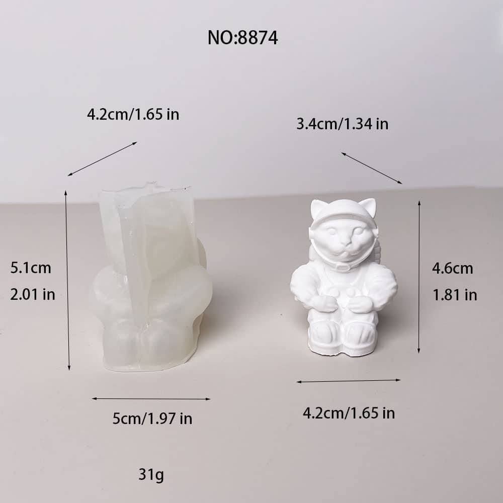 Astronaut Cat Silicone Mold for DIY Crafts | مثالي للشموع, صابون, راتينج, ومشاريع الجبس 8874