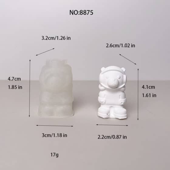 Mini Astronaut Bear Silicone Mold for DIY Crafts | Perfect for Candle, Soap, Resin, and Plaster Projects 8875