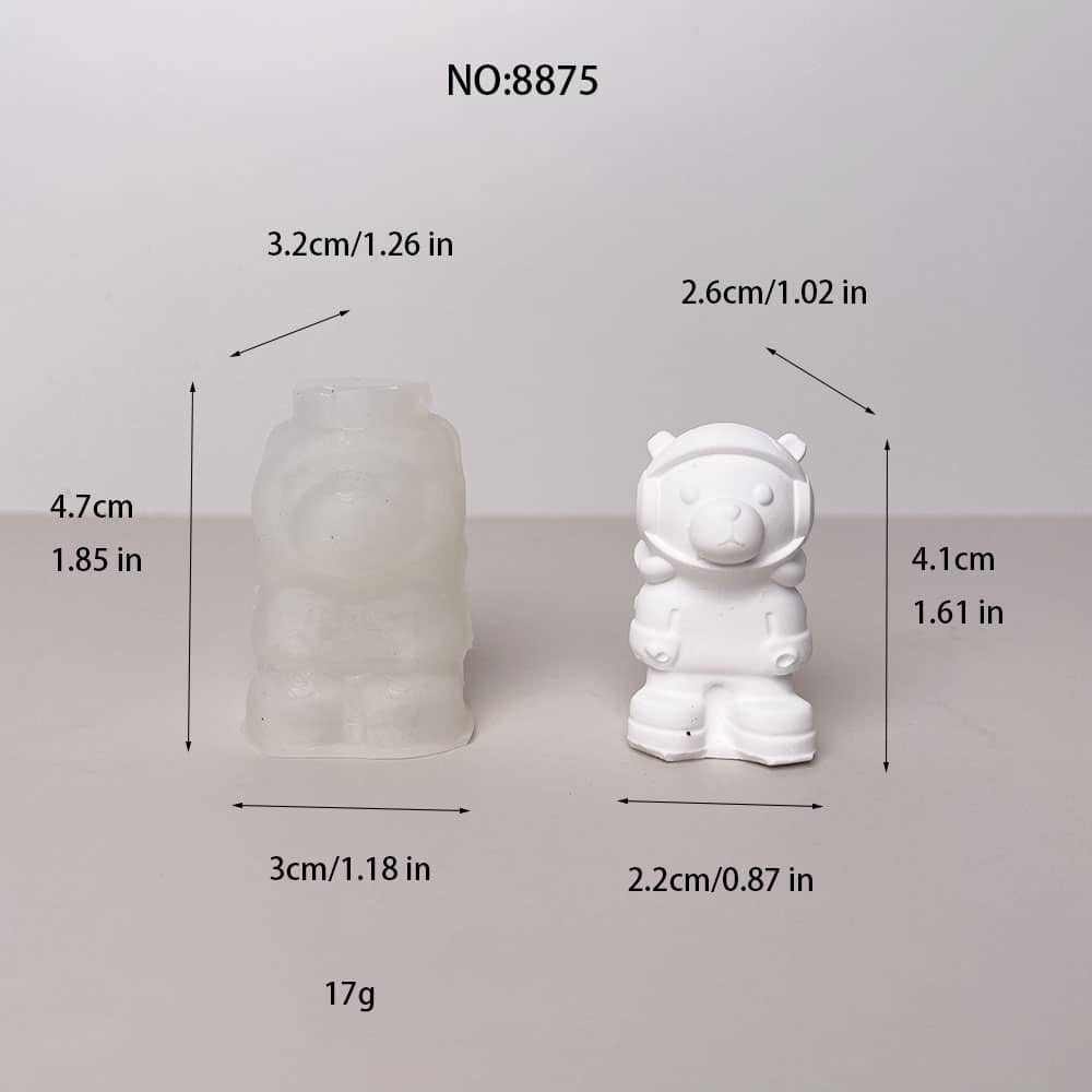 Mini Astronaut Bear Silicone Mold for DIY Crafts | Perfeito para vela, Sabão, Resina, e Projetos de Gesso 8875