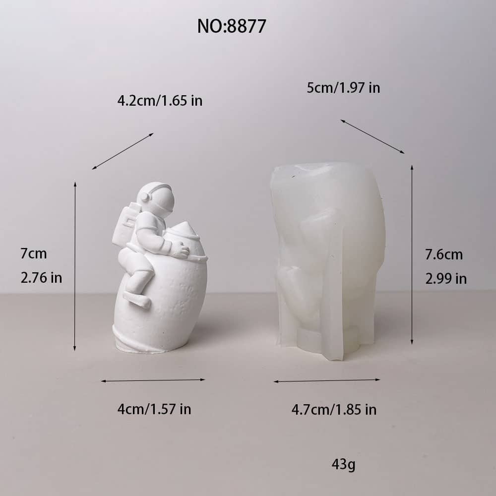 Astronaut Riding Rocket Silicone Mold for DIY Crafts | 촛불에 딱 맞습니다., 비누, 수지, 및 석고 프로젝트 8877