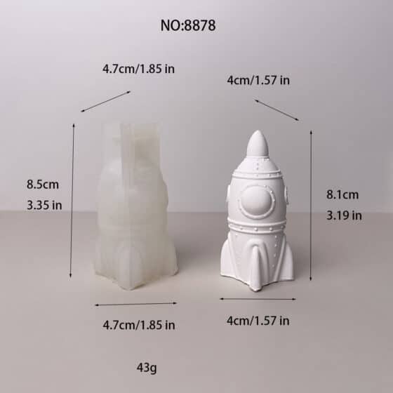 Retro Rocket Ship Silicone Mold for DIY Crafts | Perfect for Candle, Soap, Resin, and Plaster Projects 8878