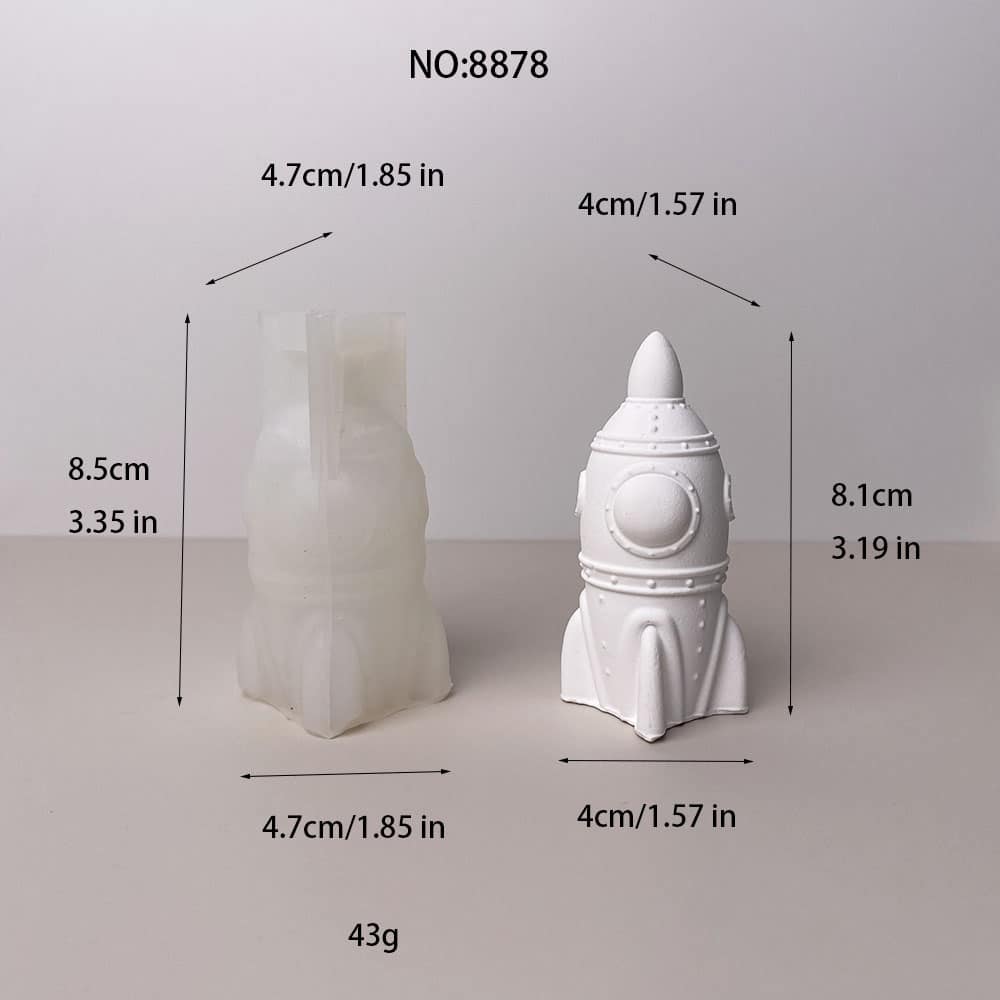 Retro Rocket Ship Silicone Mold for DIY Crafts | 非常適合蠟燭, 肥皂, 樹脂, 和 Plaster Projects 8878