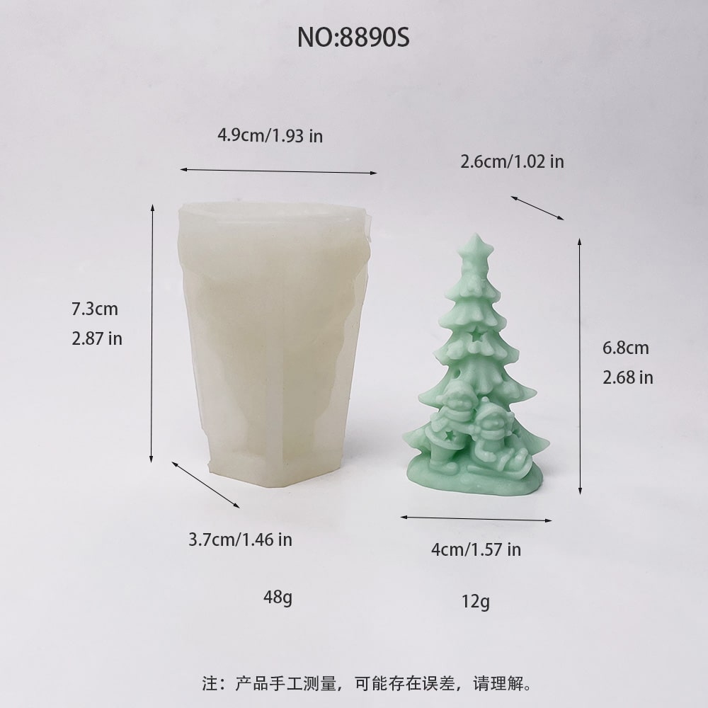 Small Christmas Tree Silicone Mold | Perfect for Miniature Festive Candles, สบู่, and Resin Crafts 8890S