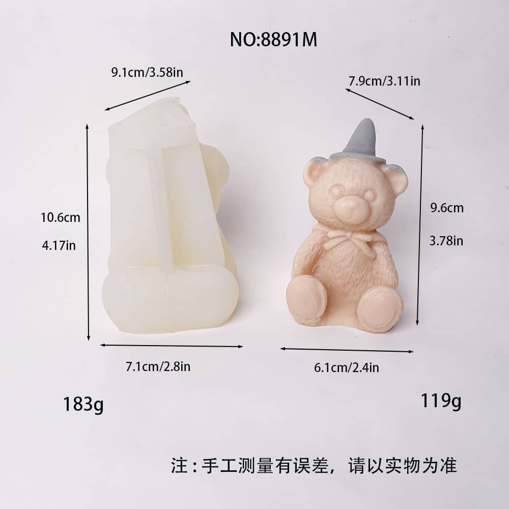 Adorable Halloween Teddy Bear Silicone Mold | Perfect for DIY Candles, Xà phòng, and Resin Crafts 8891M