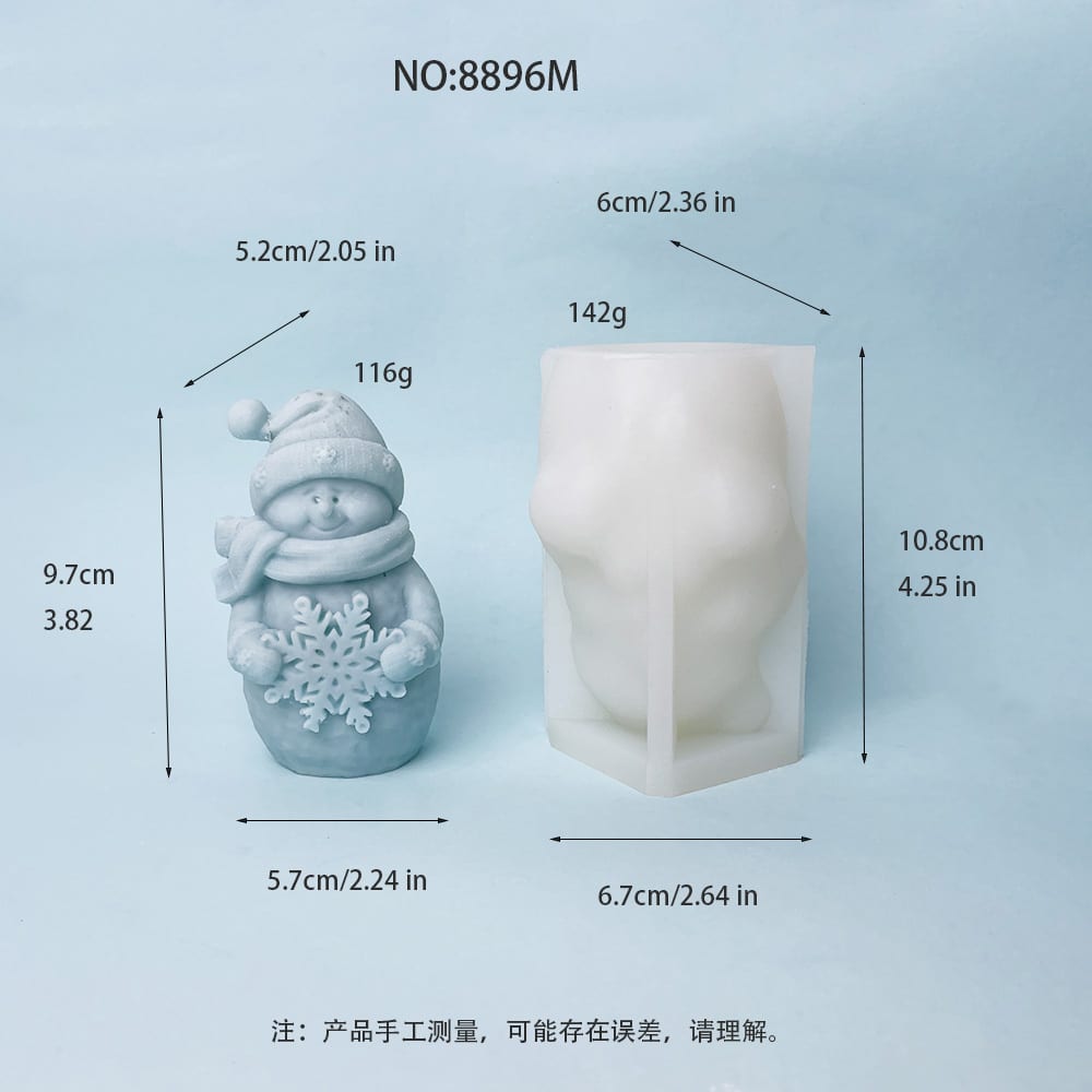 Medium Snowman Silicone Mold | Ideal for Crafting Winter-Themed Candles, Xà phòng, and Resin Figures 8896M