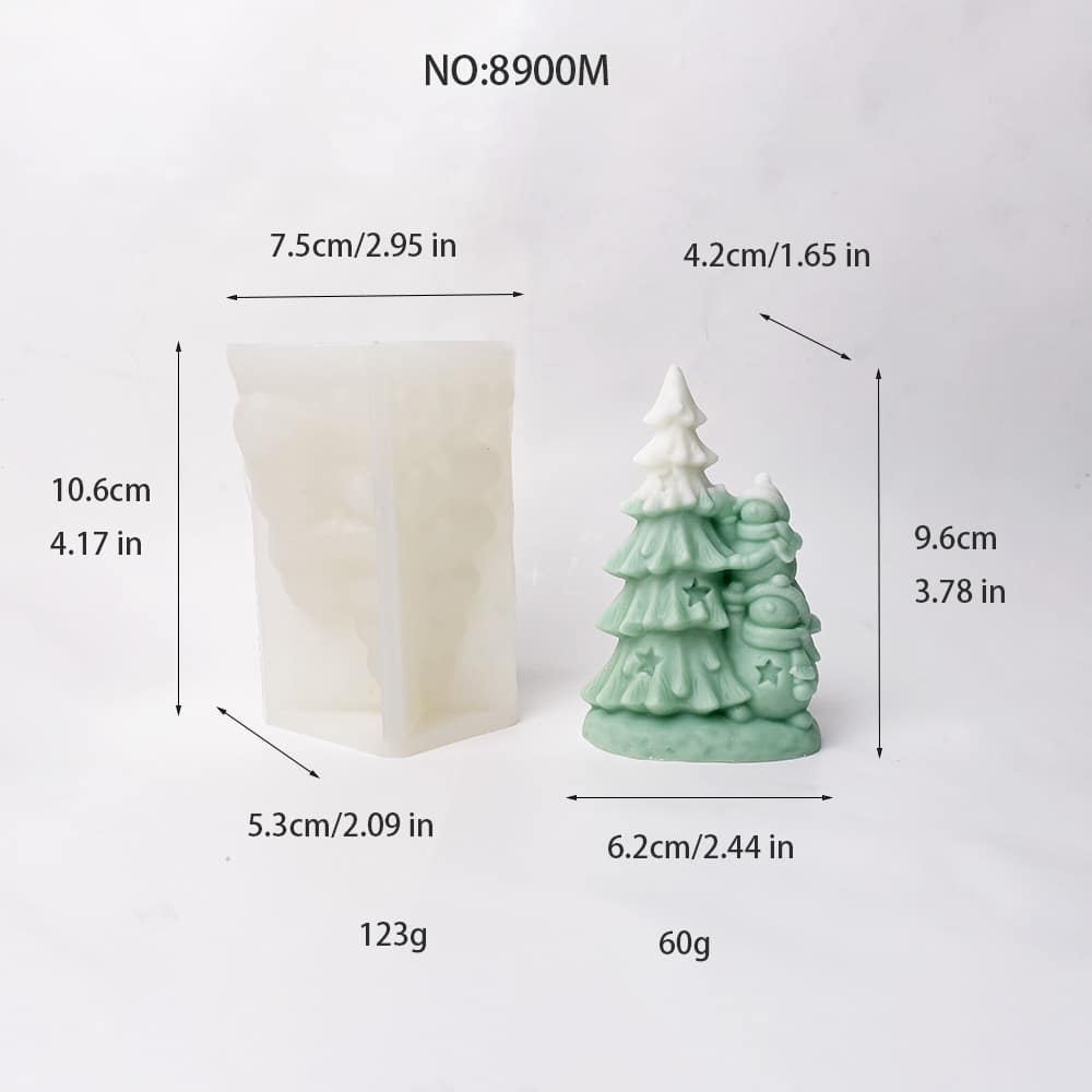 Medium Christmas Tree with Snowman Silicone Mold | Holiday Crafting Mold 8900M