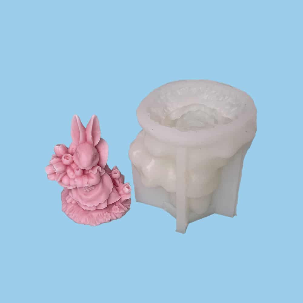 Hat-Wearing Basket-Holding Bunny Silicone Mold – Delightful Easter & Crafting Tool 8784