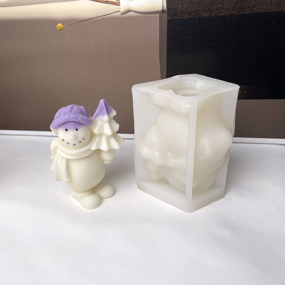 Christmas Snowman with Tree Silicone Mold | DIY Candle, Plaster, Resin Craft Mold 8912 - Uncategorized - 3