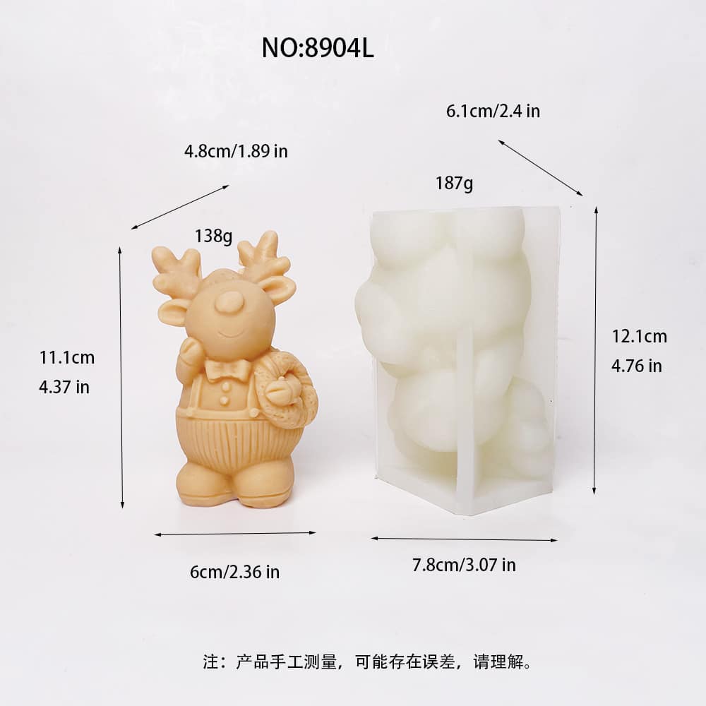 Large Reindeer Silicone Mold for DIY Christmas Decorations | Festive Reindeer with Wreath Mold 8904L