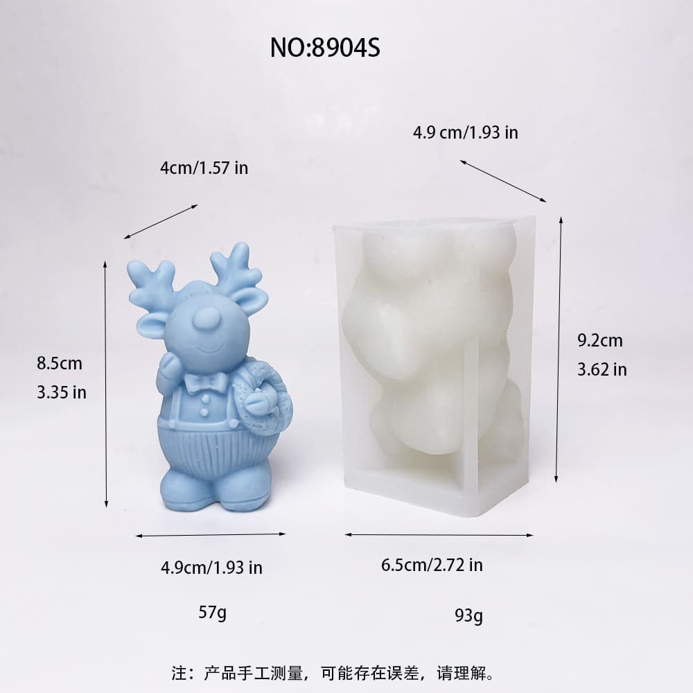 Small Reindeer Silicone Mold for DIY Christmas Crafts | Cute Reindeer with Wreath Mold 8904S