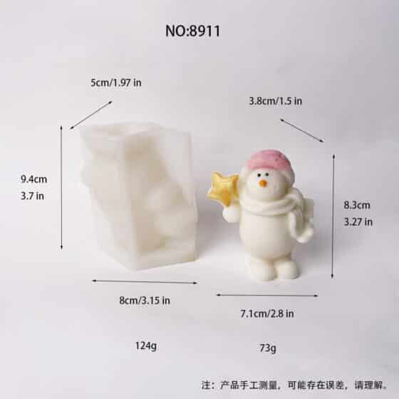 Christmas Snowman with Star Silicone Mold | DIY Candle, Plaster, Resin Craft Mold 8911