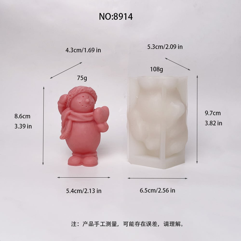 Christmas Snowman with Mittens Silicone Mold | DIY Candle, Plaster, Resin Craft Mold 8914