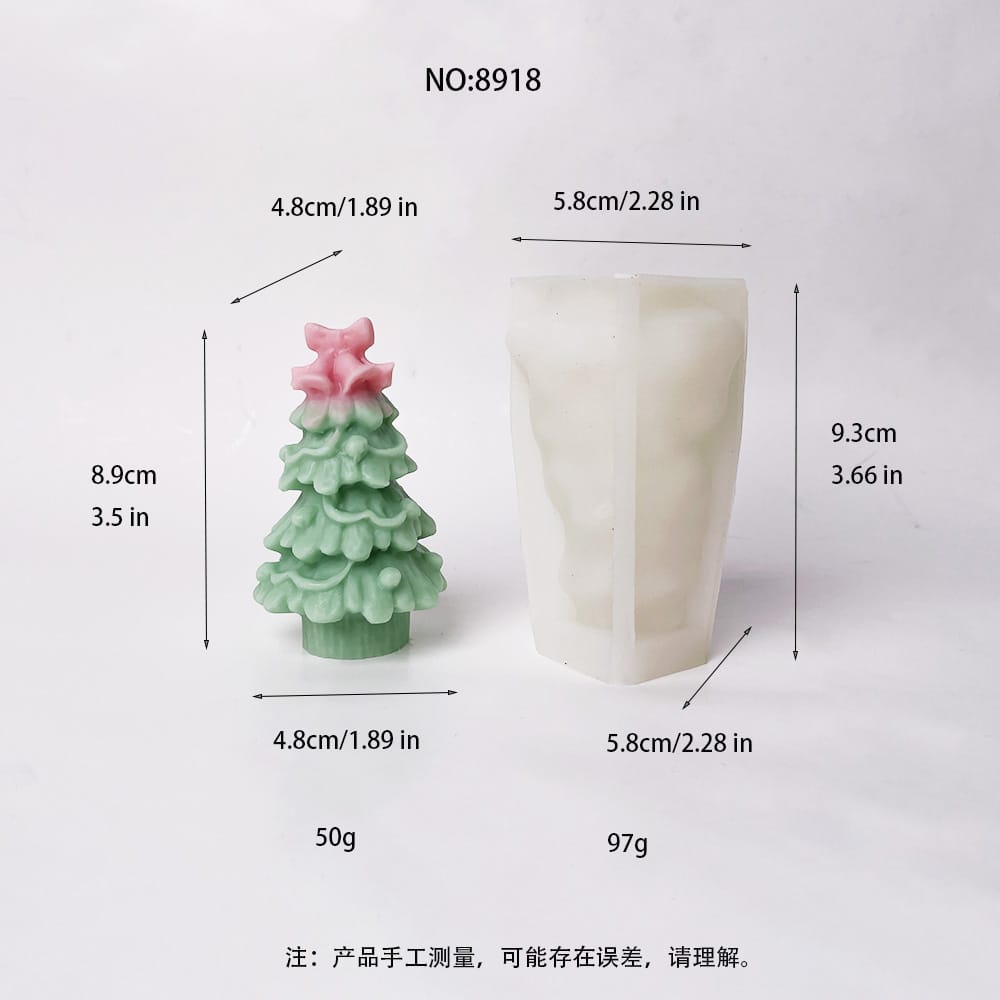 Christmas Tree with Bow Silicone Mold | DIY Candle, Plaster, Resin Craft Mold 8918