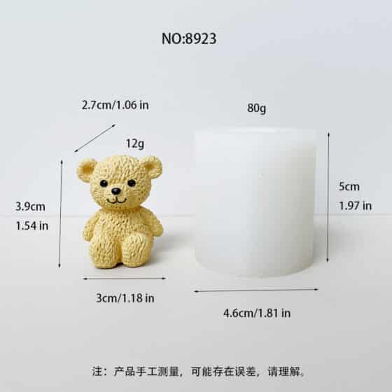 Cute Teddy Bear Silicone Mold | DIY Candle, Resin, Plaster Craft Making 8923