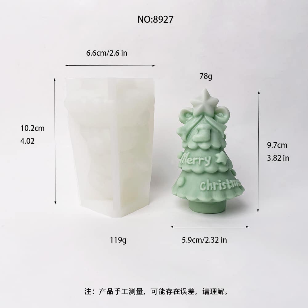 Merry Christmas Tree Silicone Mold | Perfect for DIY Candles, ยางไม้, and Plaster Crafts 8927