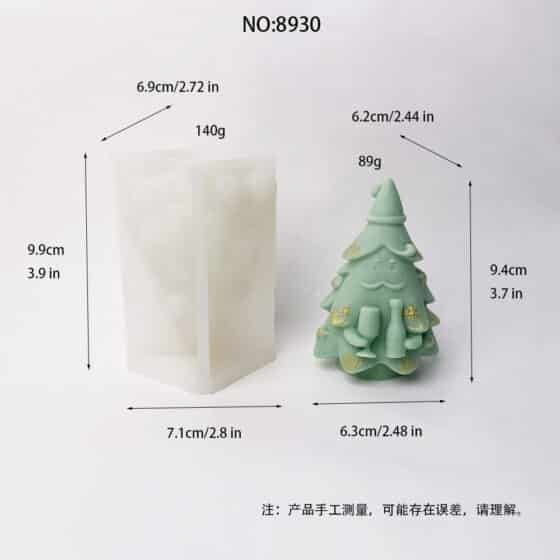 Santa Tree Silicone Mold | DIY Christmas Candle, Resin, and Plaster Craft Mold 8930