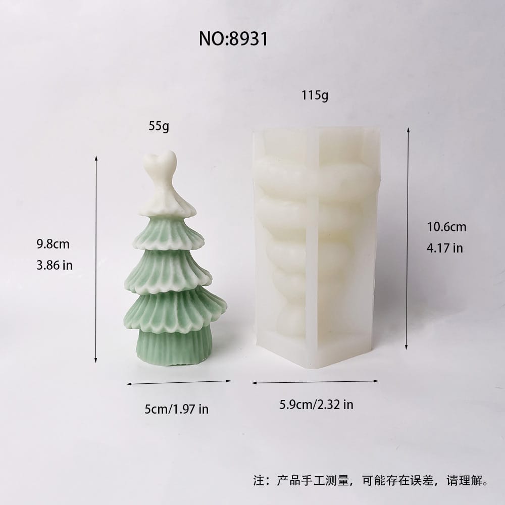 Layered Christmas Tree Silicone Mold | DIY Candle, ยางไม้, and Plaster Craft Mold 8931