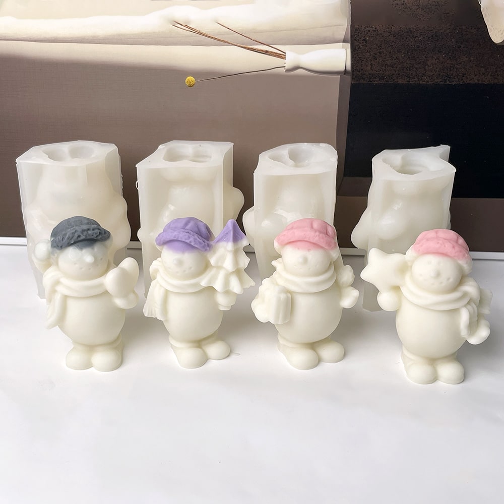 Christmas Snowman with Gift Silicone Mold | DIY Candle, Plaster, Resin Craft Mold 8913